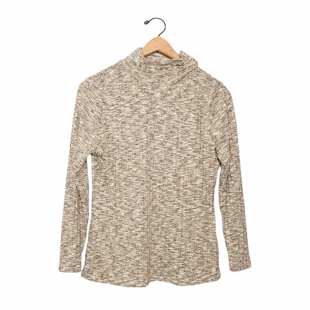 14th & Union Neutral Knit Turtleneck Sweater Top Petite Small